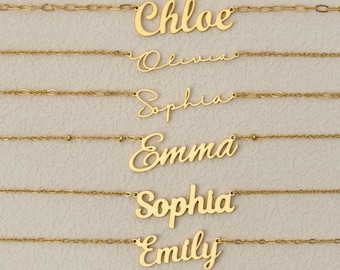 Aangepaste 18K naamketting, minimalistische naamsieraden, gepersonaliseerde naamketting, verjaardagscadeau voor haar, kerstcadeau, cadeau voor moeder