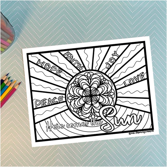 Here Comes the Sun Coloring Page Digital Download | Etsy