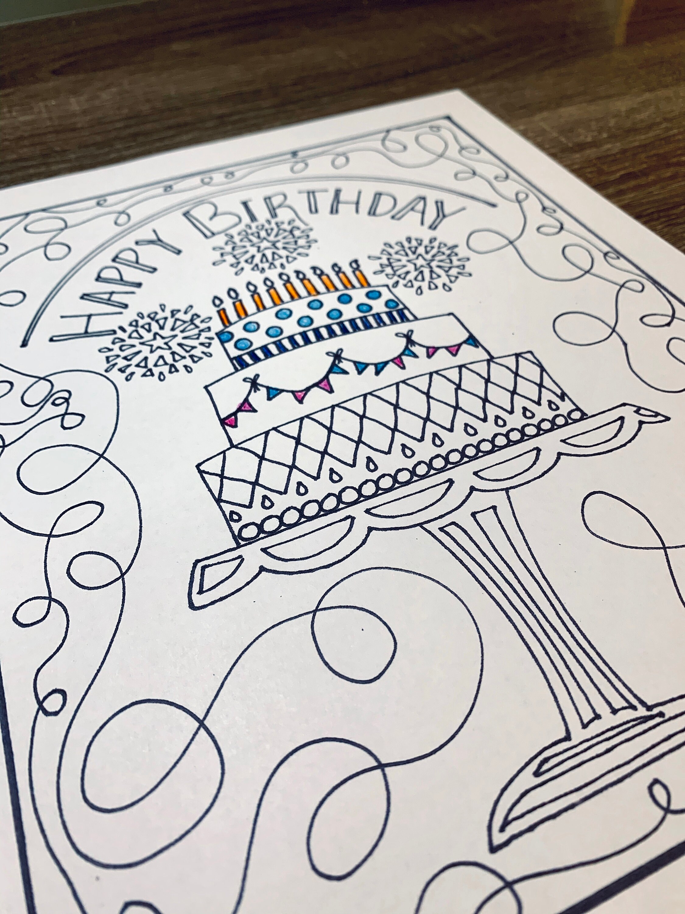 Happy Birthday Cake Coloring Page Printable (Instant Download) - Etsy