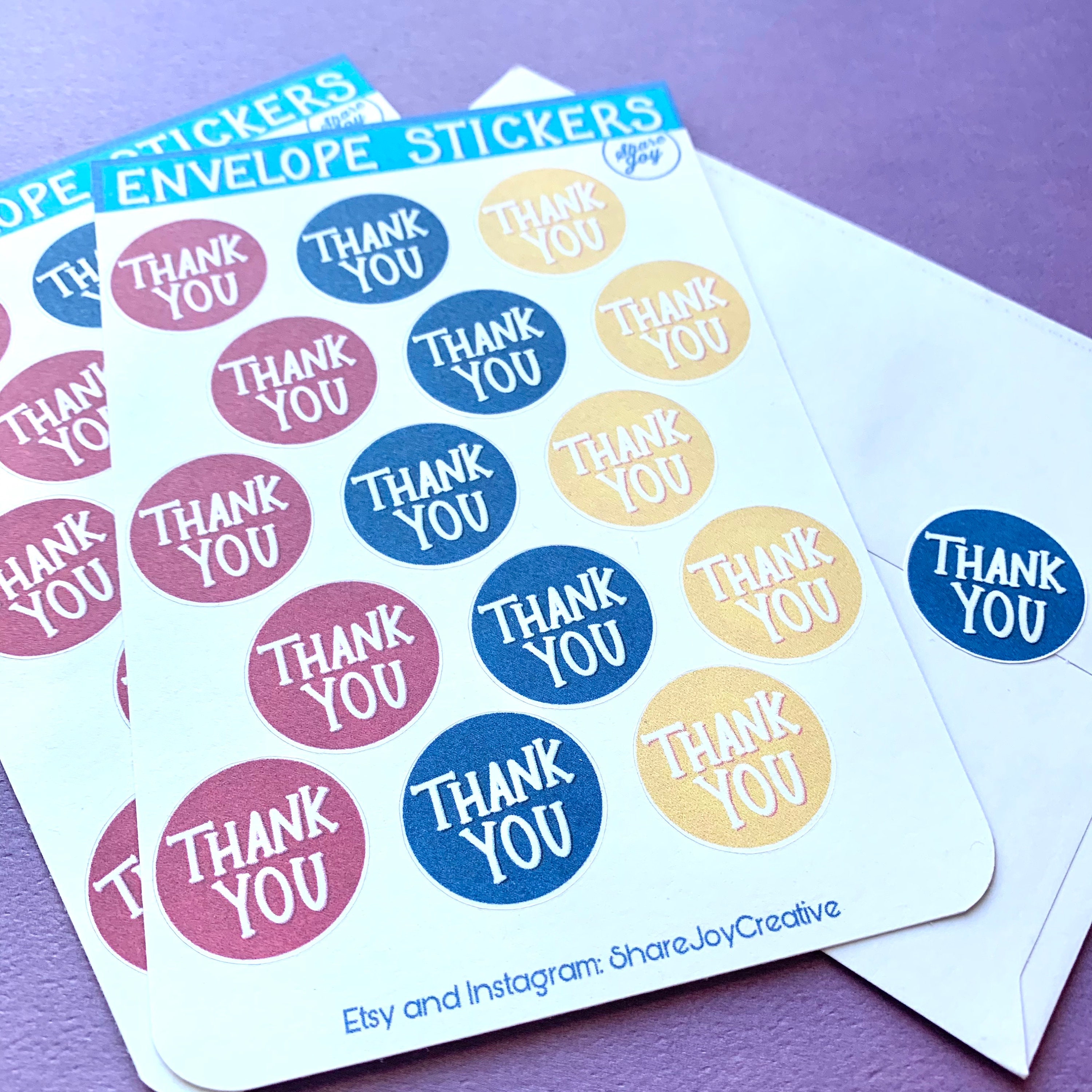 Thank you Sticker sheet for envelopes envelope stickers | Etsy