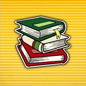 Stack of Books Sticker - waterproof sticker - reading sticker - book lovers sticker - books decal - book stack - bookish