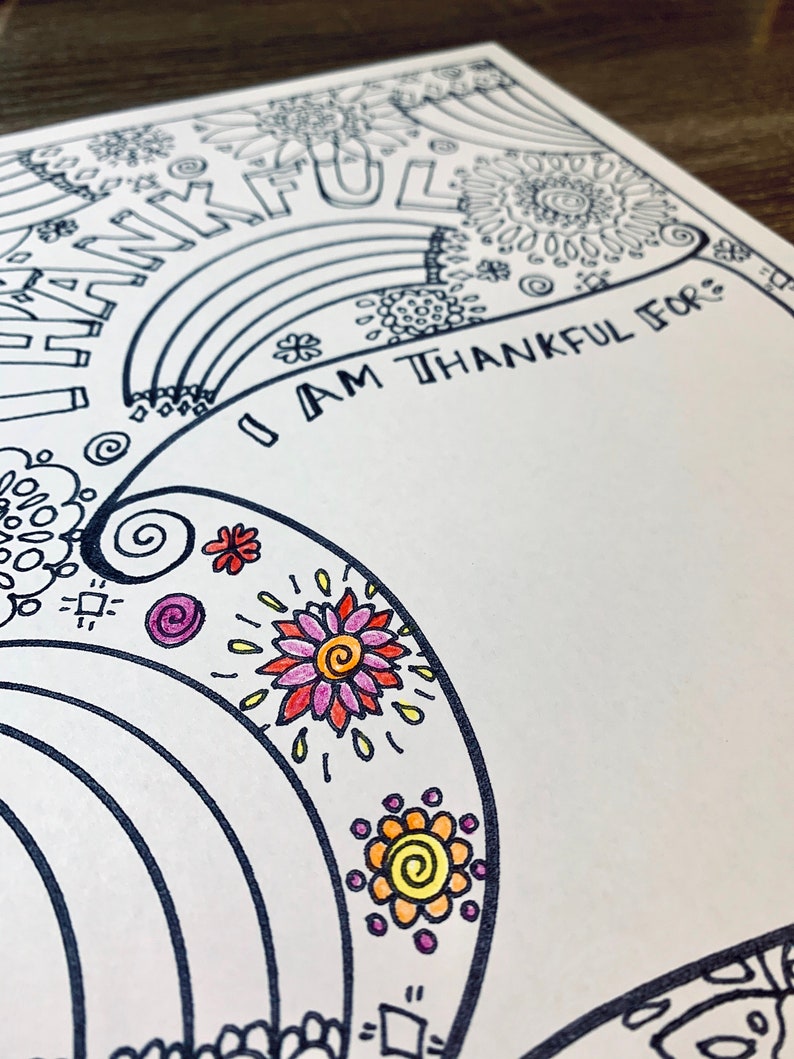 Thankful: I Am Thankful For... Coloring Page Printable Coloring Page