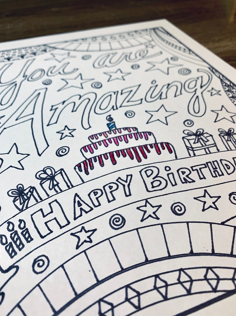 Happy Birthday Coloring Page: You Are Amazing Printable - Etsy