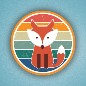 Autocollant Fox Circle - autocollant de renard - autocollant rétro des bois - animal des bois - foxy - art du renard - autocollant de renard