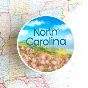 North Carolina Sticker - North Carolina round sticker - water resistant sticker - state of North Carolina pride - Carolinas