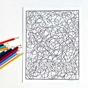 Choose Joy Coloring Page - Digital Download - printable coloring page - downloadable PDF - Joyful coloring page