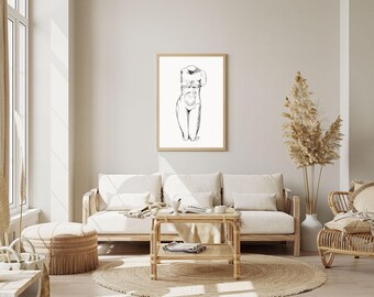 Charcoal Classical Statue Print: Greek Mythology Wall Art (Digital Download)