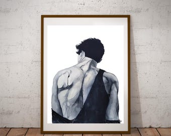 Digital Print: Man Back Muscles