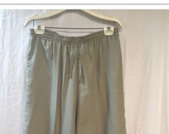 Anne Carson Silk Pants Celery Size Small