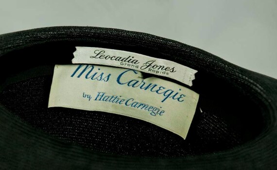 Miss Carnegie Classic Black Straw Hat with Patent… - image 3