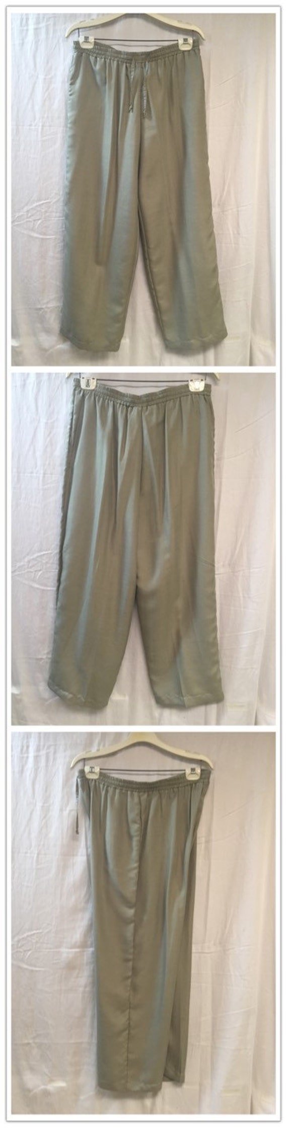 Anne Carson Silk Pants Celery Size Small