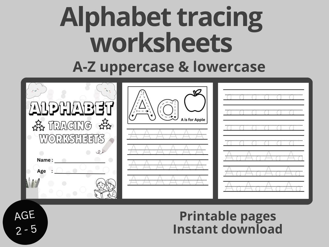 Alphabet Tracing Worksheets - 60 Printable Pages A-Z Letter Writing ...