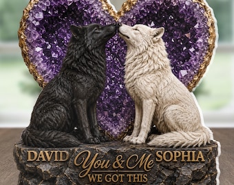 Personalized Wolf Couple You & Me We Got This Acrylic Plaque, Custom Names Romantic Anniversary Decor, Custom Wolf Lovers Crystal Plaque