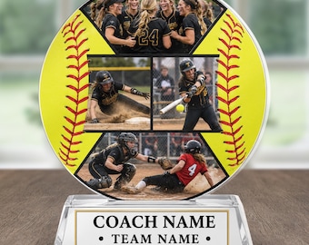Personalized Softball Coach Acrylic Plaque, Custom Photo Softball Gifts, Thank You Coach Gifts from Team, Softball Team Manager Gift