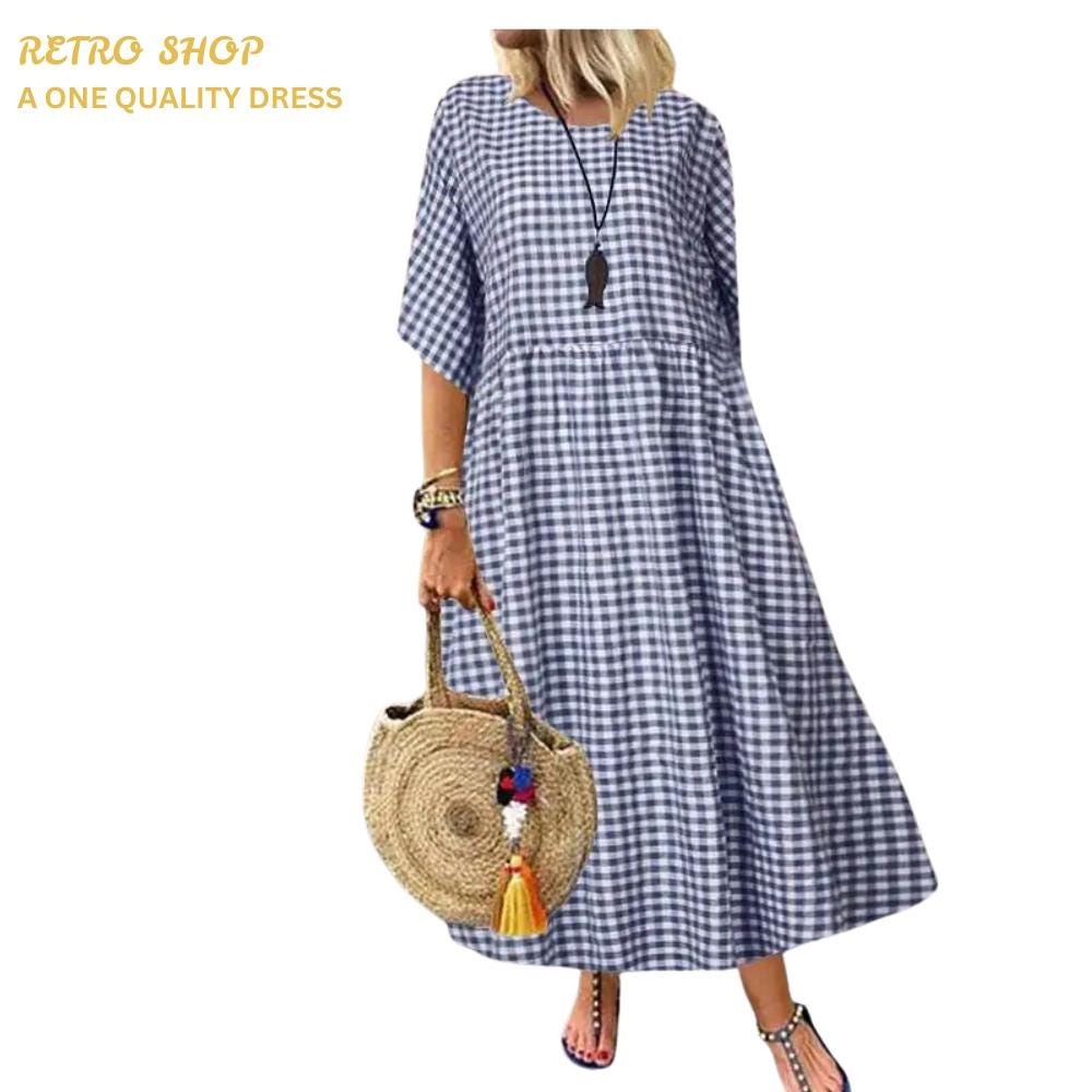 knee length dresses for ladies THE GINGHAM TIERED SHIRT MAXI DRESS – STILLWATER main image 0