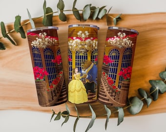 Beauty And The Beast Tumbler Wrap | Betoverde roos, png PNGEgg | Prinsessublimatie | Wikkelontwerp van 20 oz en 30 oz