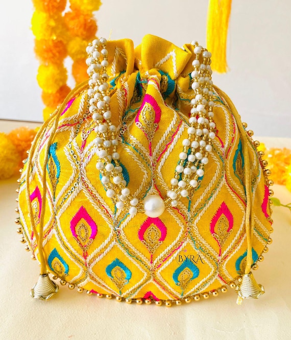 Embroidered Potli Bags Bulk Set, Wedding Favors lots, Indian Bridal Return Gifts