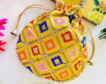 200 Indian Embroidered Silk Potli Bags: Wedding Favor Gift Set