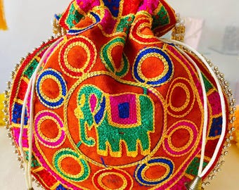 Embroidered Silk Potli Bags: Indian Wedding Favor, Bridal Jewelry Pouch (Lot of 200)