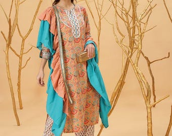Women Size 2XL Ethnic Kurta Bottom Set with Dupatta, Indian Salwar Suit