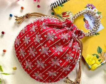 200 Indian Embroidered Silk Potli Bags: Handmade Wedding Favor Gift Set