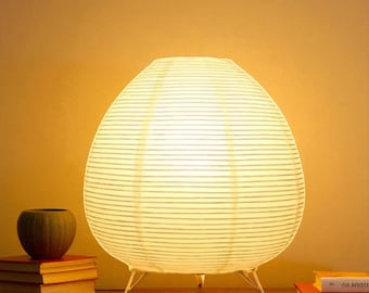 Japanese Lantern LED Table Lamp | Rice Paper Shade Bedside Light | Creative Art Decor Lamp for Bedroom Living Room Study Nightstand