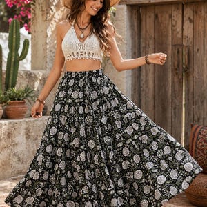 murral Framed flower skirt Black Floating flower lace skirt (Black)