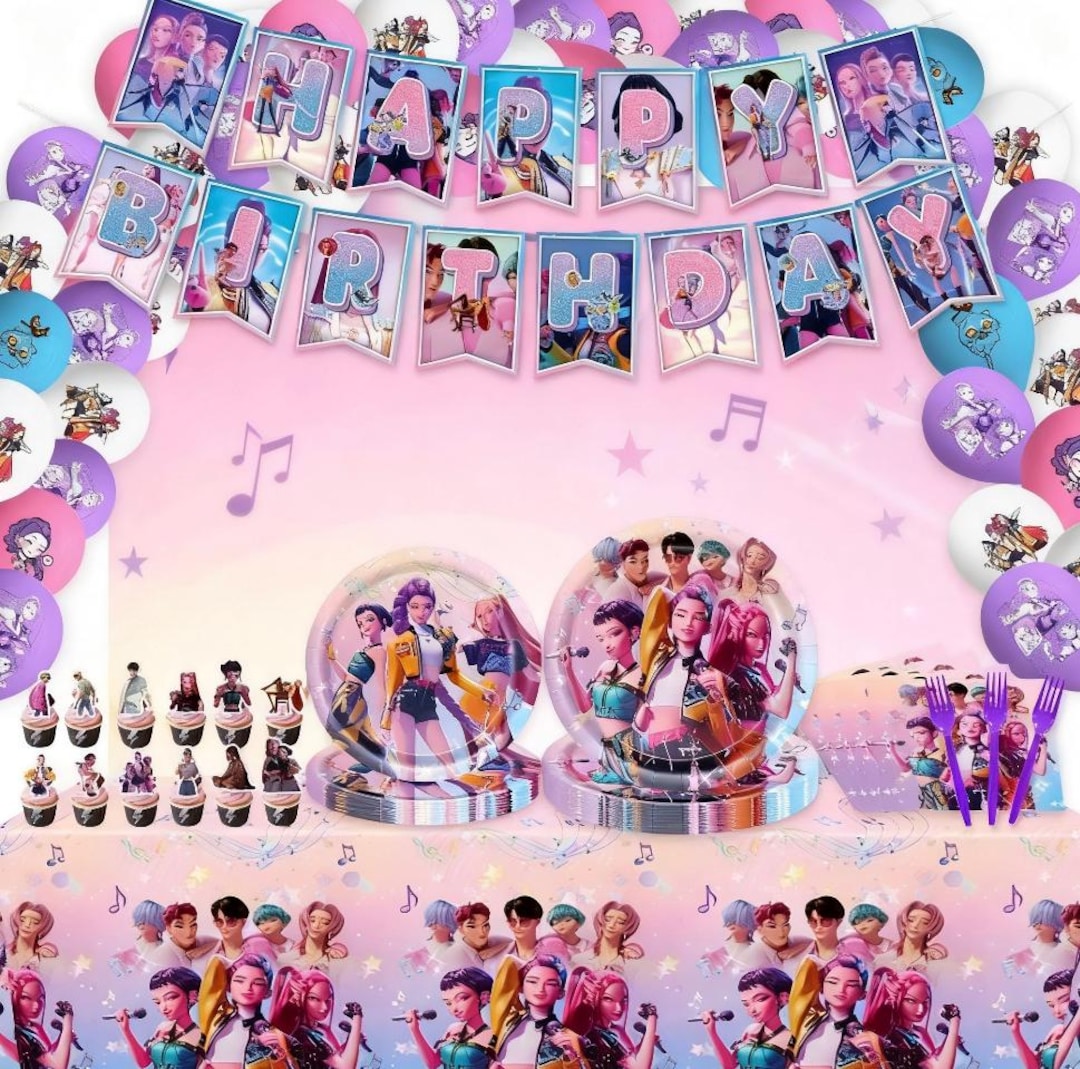 Kpop Demon Hunters Party Decor Set, K-pop Demon Hunter Party Favor ...
