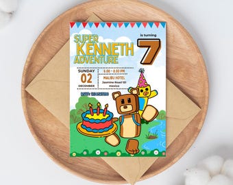 An Adventurous Bear Invitation: Editable Adorable Bear Who Jumps and Climbs 3D Game