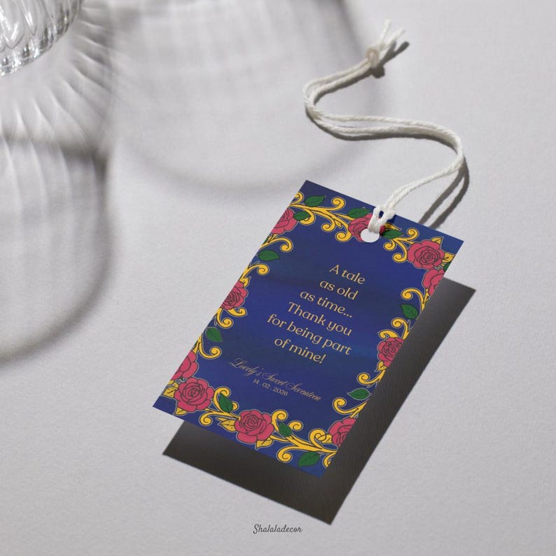Enchanted Rose Thank You Hang Tag Card Design, Fairytale Royal Template ...