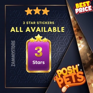 Album Monopoly GO Posh Pets, tous les autocollants 3 étoiles