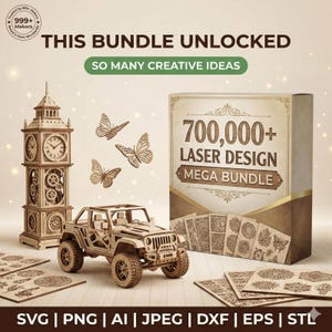 700.000+ Laser Cut Designs Mega Bundle, SVG DXF AI-Dateien (Digitaler Download)