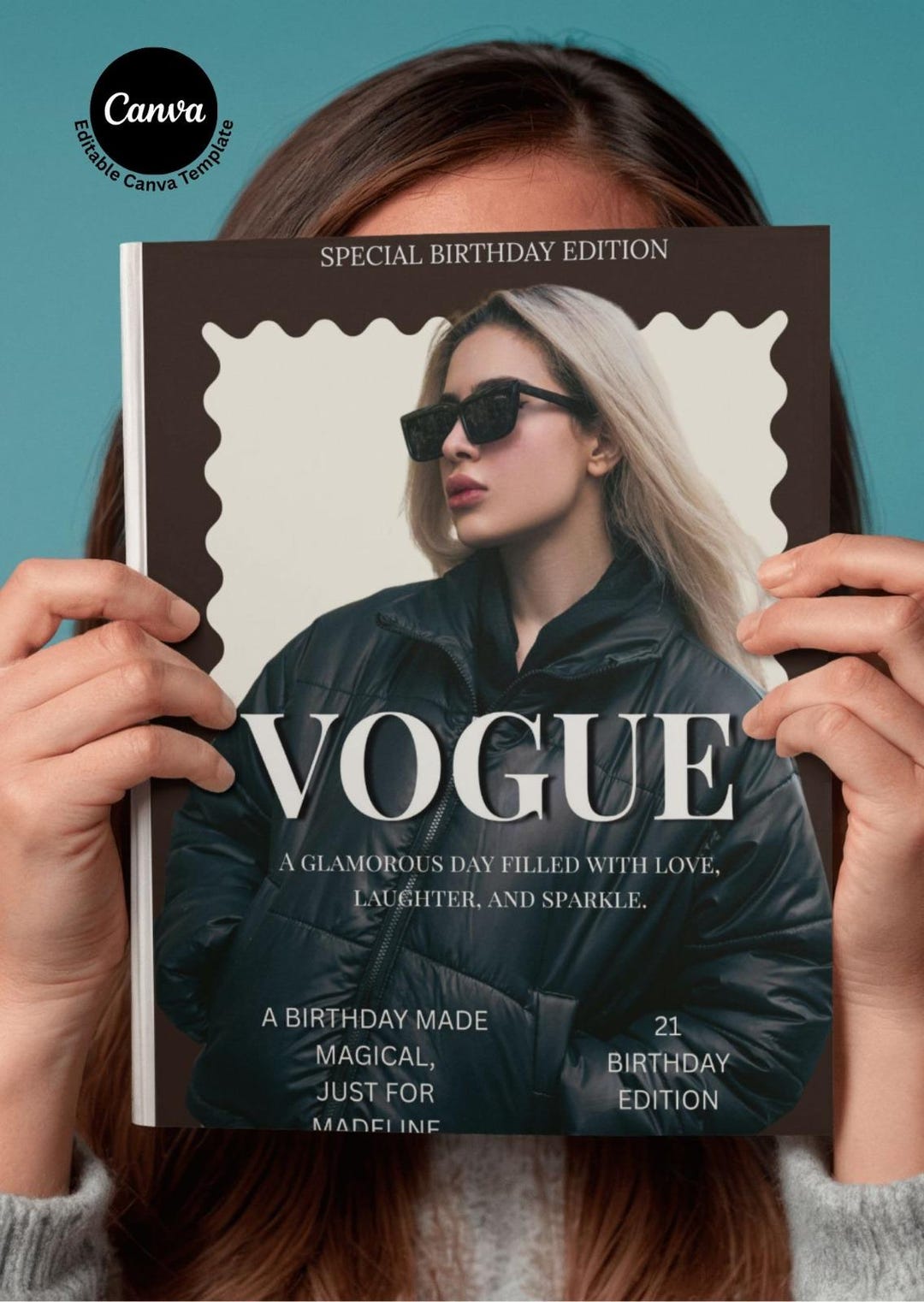 Custom Birthday Magazine Template Canva | Personalized Vogue-style ...