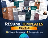 Resume Template Canva Bundle | Professional CV with Photo | Modern Minimal Resume Canva | Editable Canva Resume