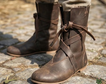 Botas medievales para hombre y mujer – Calzado vikingo para LARP, zapatos de cosplay de caballero renacentista