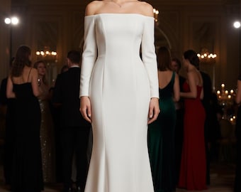 Elegant Silk Crepe Gown Sewing Pattern | Princess Seam Evening Dress (PDF)