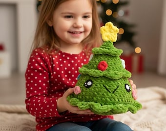 Christmas Tree Crochet Pattern | Chenille Amigurumi Ornament (PDF Pattern)