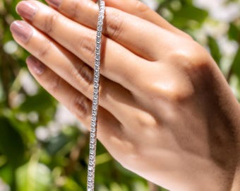 Moissanite Tennis Bracelet — Round Cut Moissanite Eternity Line in 925 Sterling Silver