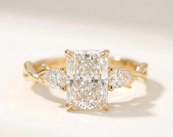 Radiant Three Stone Pear Diamond Ring by ExcellentJewels – Elegant Engagement Design | Custom Jewelry | Timeless Fine Jewelry Gift
