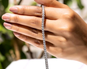Moissanite Tennis Bracelet — Round Cut Moissanite Eternity Line in Sterling Silver | Luxury Bridal, Anniversary & Everyday Jewelry