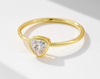 Trillion Diamond Ring by ExcellentJewels • Triangle  Solitaire • Minimalist Engagement  • Custom Gold Jewery
