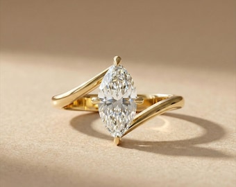 Marquise Solitaire Diamond Ring by ExcellentJewels Minimalist Engagement Design | Custom Gold Jewelry | Elegant & Timeless Fine Jewelry Gift