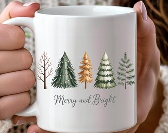 Merry And Bright Trees Christmas Mug, Custom Funny Christmas Mug, Merry Christmas Mug, Christmas Sarcastic Mug, Xmas Matching 2025 cup