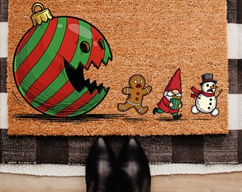 Christmas Ornament Ball Funny Gnome Doormat, Christmas Movie Doormat, Christmas Doormat, Holiday Gift, Seasonal Doormat,Funny Christmas Gift
