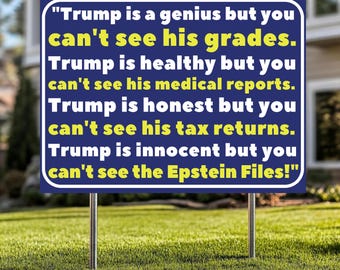 Letrero de jardín "No puedo ver los archivos de Epstein", letrero anti-Trump, letrero de jardín para exteriores, letrero anti-MAGA, letrero de Epstein, letrero de "No Kings", estacas metálicas tipo H