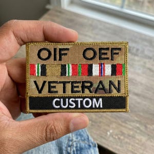 OIF OEF Veteran Patch iron on sew on - Funny Tactical Military Morale Embroidered Patch Hook and Loop Fastener Backing