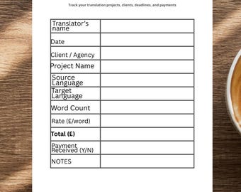Dolmetscher-Freiberufler-Kit | Bearbeitbare Rechnungs- und Logbuchvorlagen (PDF)