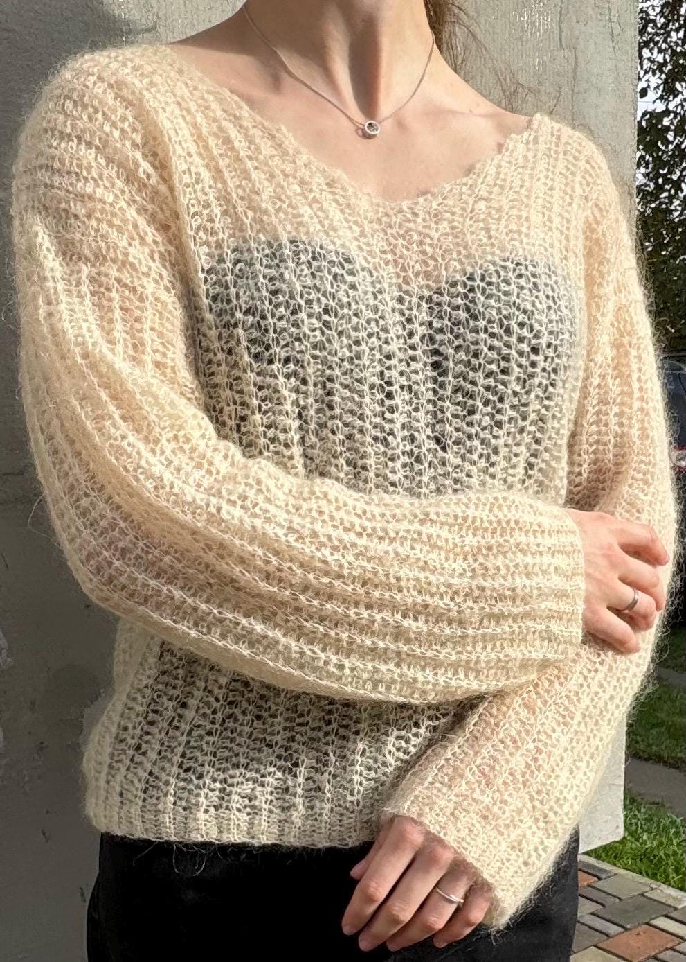 Ultra-lightweight Mohair V-neck Sweater – Crochet Pattern (PDF