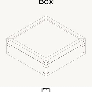 Può includere: Illustrazione di una semplice scatola con coperchio sollevabile, con il testo "A Simple Lift-Lid Box" in alto. La scatola è di colore chiaro con contorni scuri e il logo WUDD STUDIO è in basso.