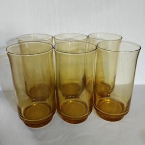 Set of 6 Vintage Anchor Hocking ESPRIT Honey Gold 12 Oz Beverage Glasses Tumblers Hard to Find  Early 1980s